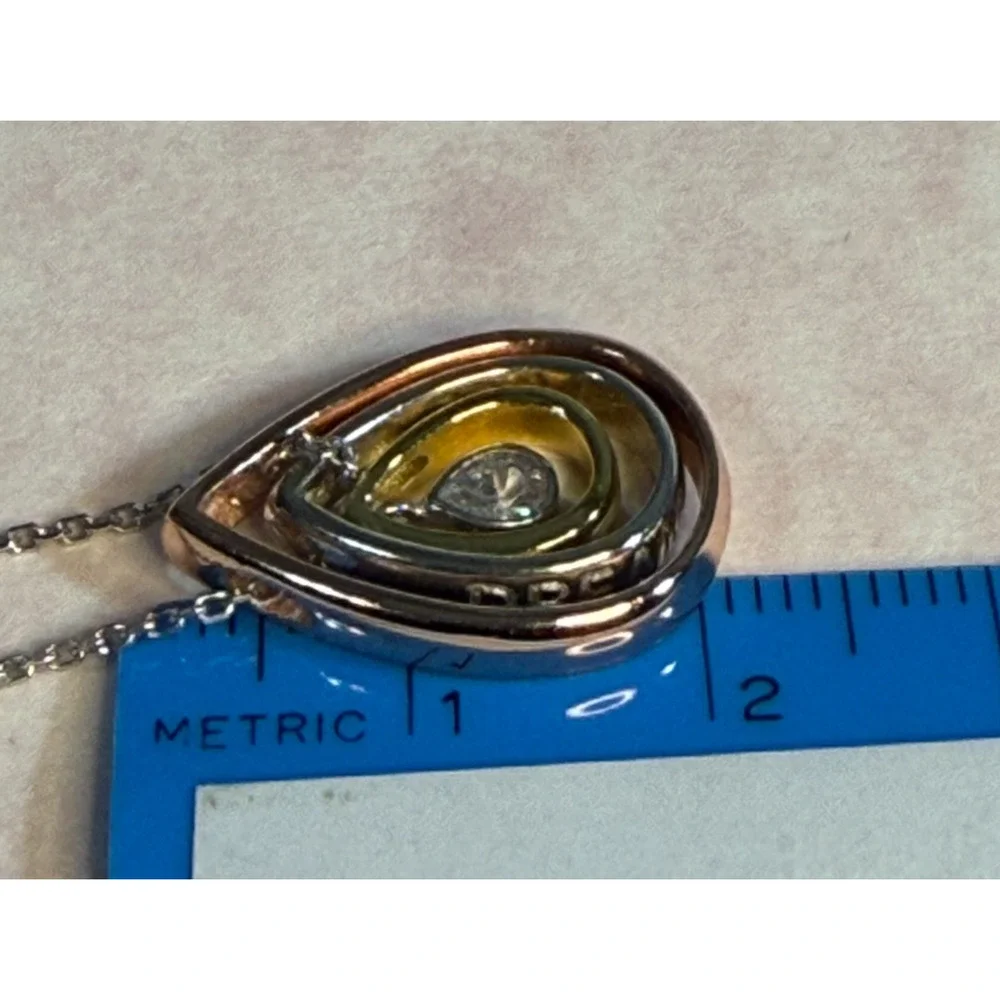 J. Rosee 925 Gold Over Sterling Teardrop Necklace Dream Love Happiness 16 in